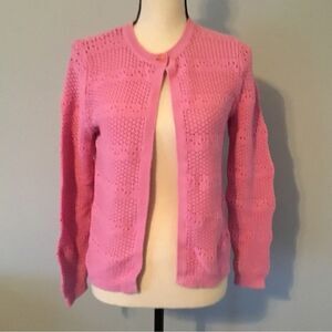 L.L. Bean Girls Pink One Button Long Sleeve Open Cardigan Sweater Size XL-18